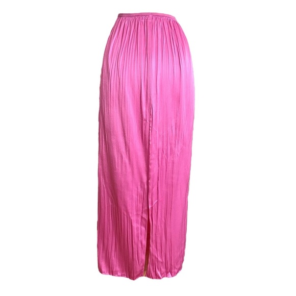 VINCE Rose Pink Pleated Column Skirt Lightweight Resort Wear Boho Chic Large - Picture 6 of 14